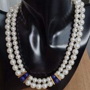 Vintage double beaded pearl necklace